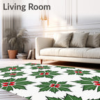 Christmas Holly Berry Foliage Rug