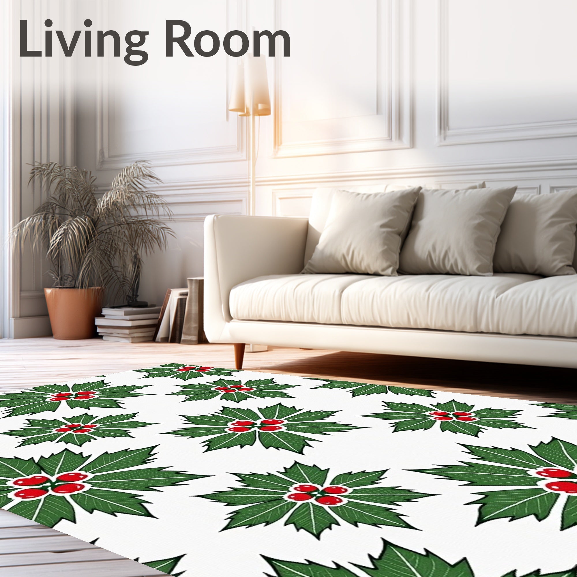 Christmas Holly Berry Foliage Rug