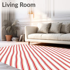 Crimson White Diagonal Ribbon Rug