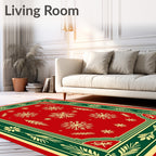 Crimson Winter Snowflake Garland Rug
