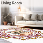 Ornate Tiger Cat Portrait Oval Rug