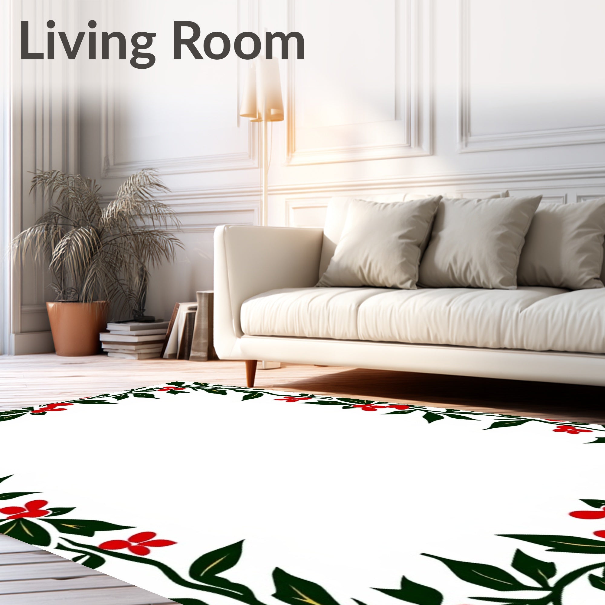 Red Berry Vine Border Rug