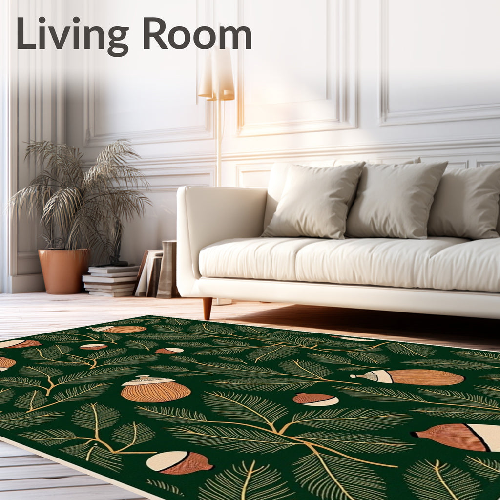 Forest Green Acorn Spruce Sprig Rug