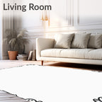 Ornate Black Floral Scroll Border Rug