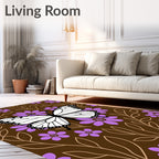 Brown Floral Butterfly Garden Rug