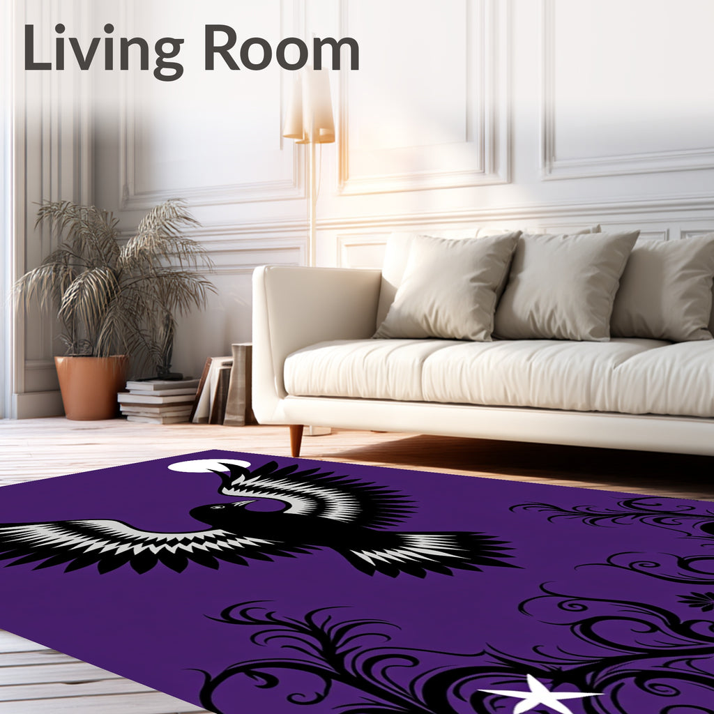 Purple Crow Moon Swirl Accent Rug