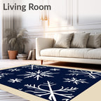Navy White Snowflake Arrangement Rug