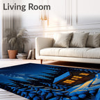 Cozy Cabin In Snowy Winter Night Rug