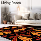 Golden Bells Red Ribbon Snowflake Rug