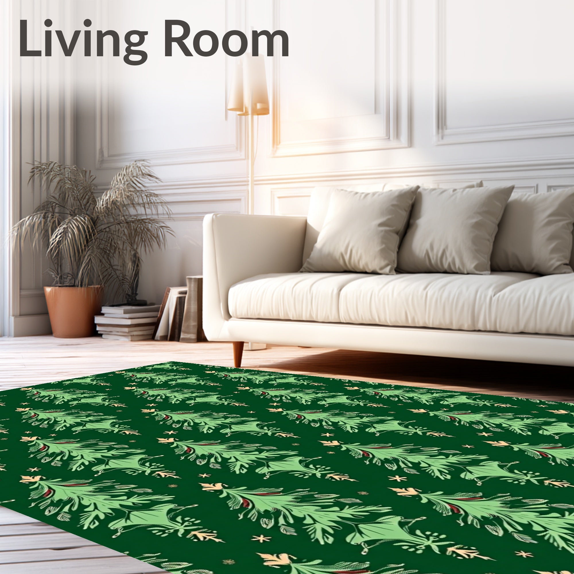 Elegant Emerald Green Christmas Tree Medallion Rug
