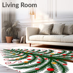 Green Fir Tree Red Gold Ornaments Rug