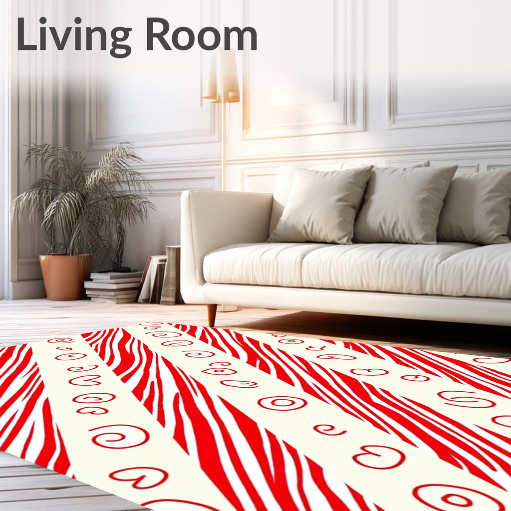 Crimson Red Candy Cane Swirls Rug