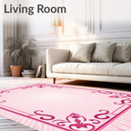 Fuchsia Floral Filigree Border Rug