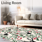 Christmas Deer Botanical Garland Rug