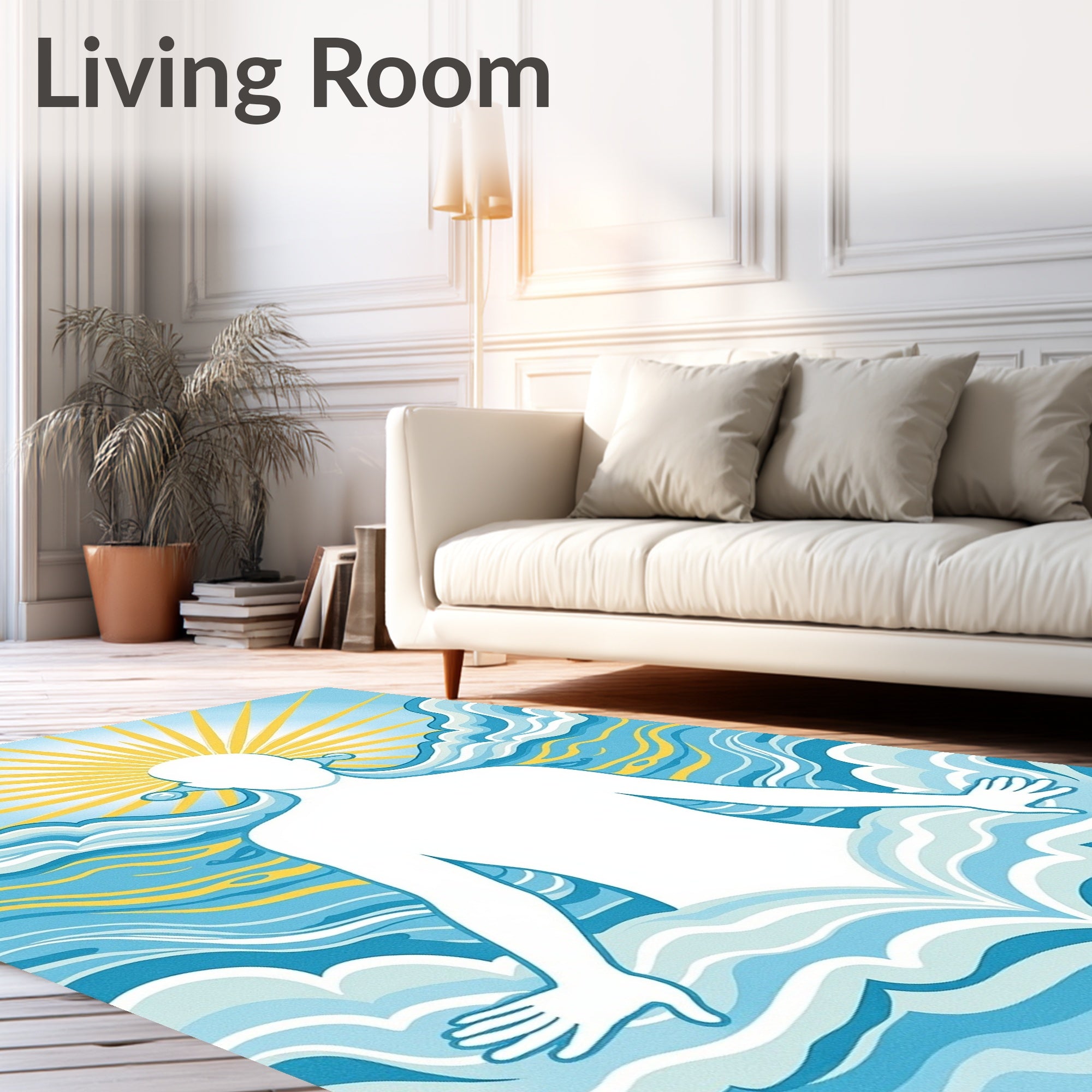 Radiant Sun Sky Wave Figure Rug