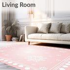 Pink Snowflakes Frame Rug