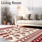 Crimson Reindeer Sleigh Christmas Forest Rug
