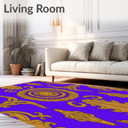 Royal Blue Golden Ornate Medallion Rug