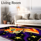 Orange Cat With Blue Eye Stars Rug