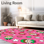 Cute Christmas Elves Ornaments Stars Rug