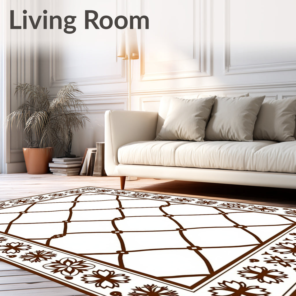 Chocolate Lattice Floral Borders Rug