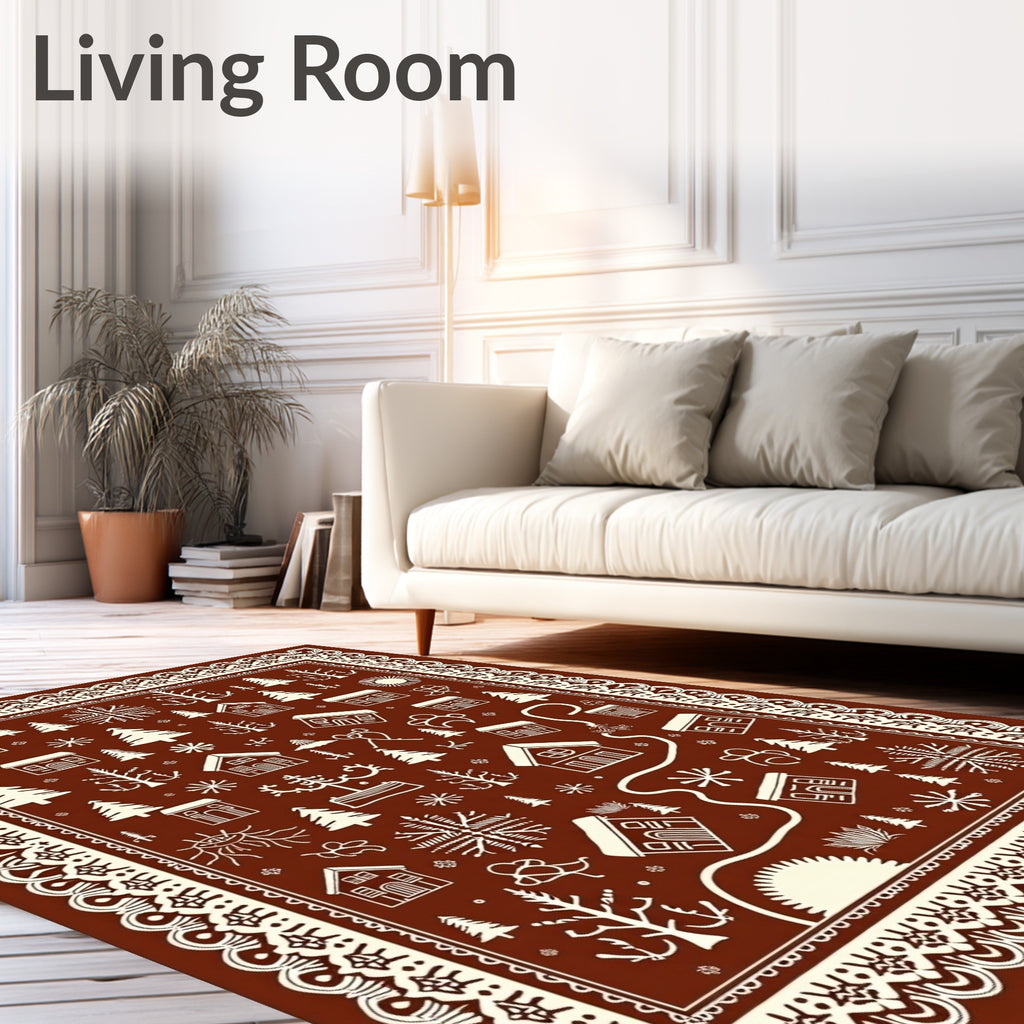 Whimsical Winter Village Gingerbread Houses Rug