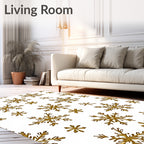 Golden Snowflake Glitter Whimsical Snowfall Rug