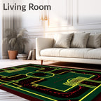 Green Yellow Red Geometric Blueprint Rugby Rug