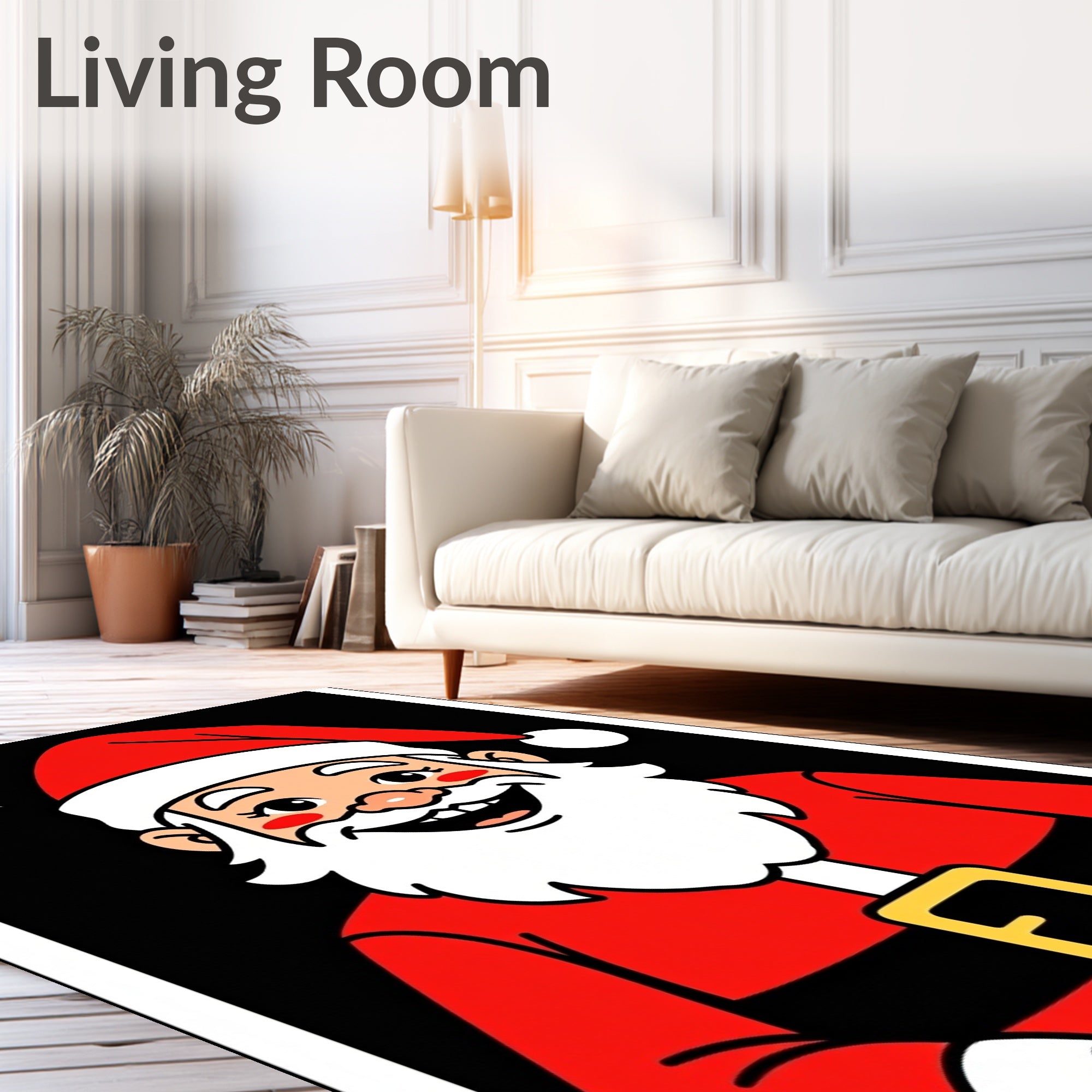 Jolly Red Santa Claus Star Rug