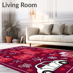 Crimson Village Snowflake Christmas Rug