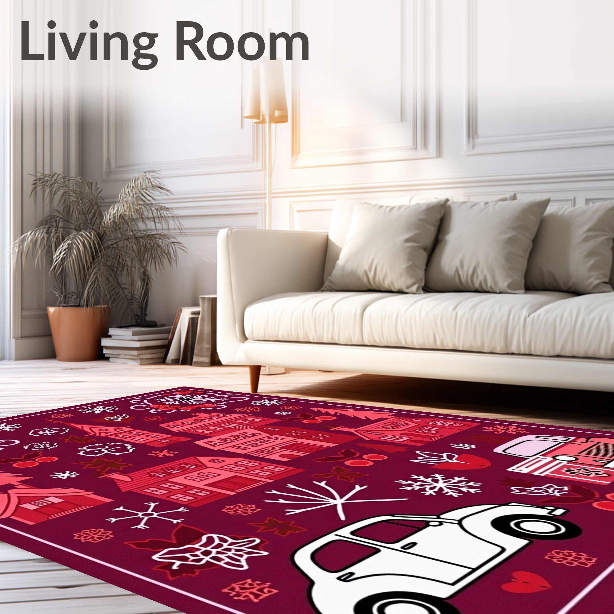 Crimson Village Snowflake Christmas Rug