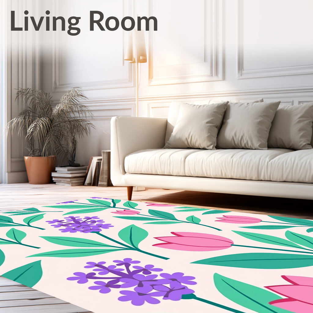Pink Tulip Purple Hyacinth Garden Rug