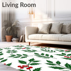 Green Holly Berry Foliage Rug