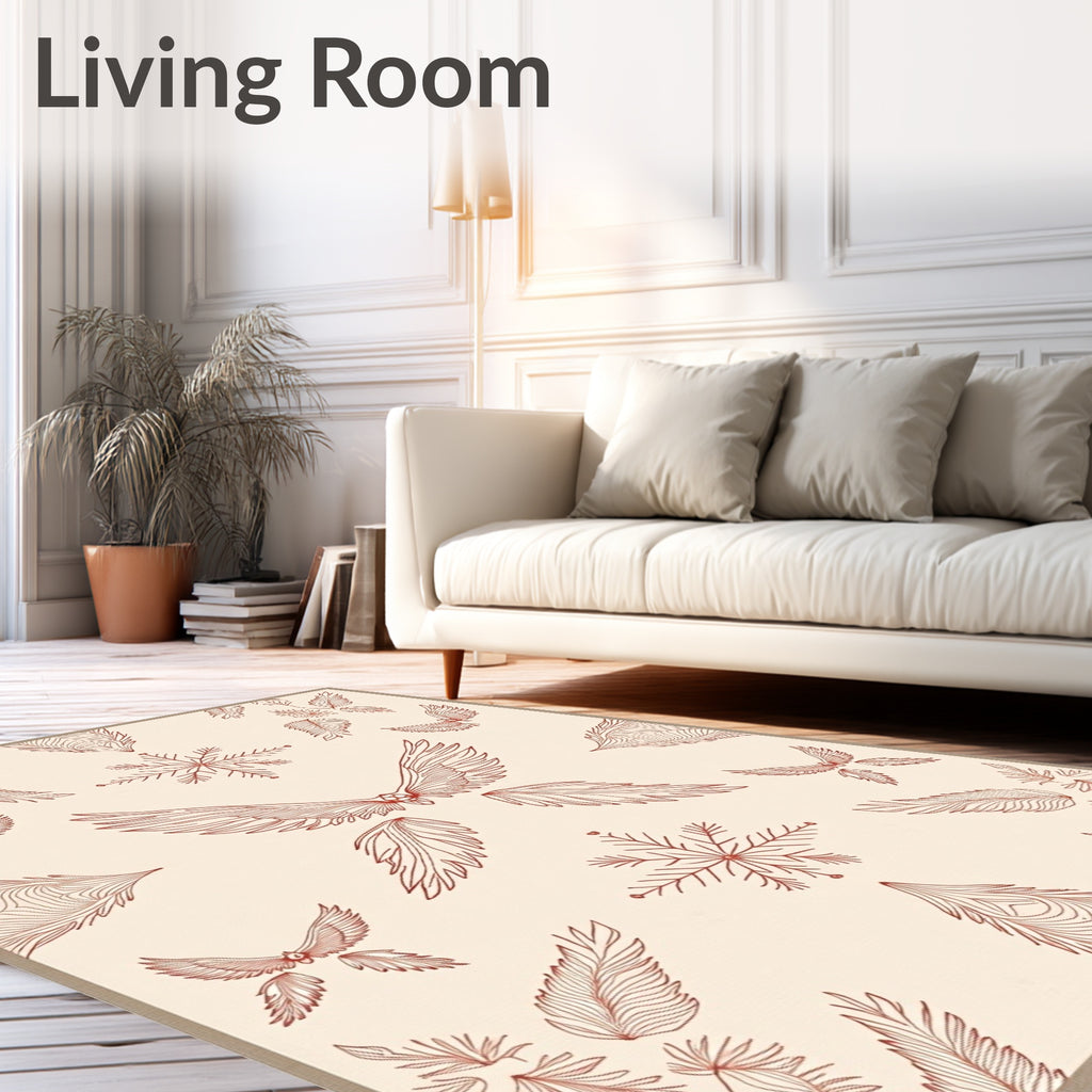Crimson Wings and Feathers Snowflake Rug