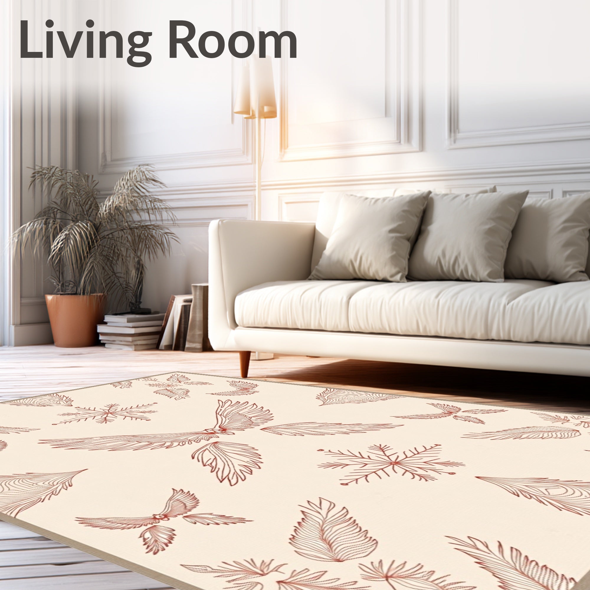 Crimson Wings and Feathers Snowflake Rug