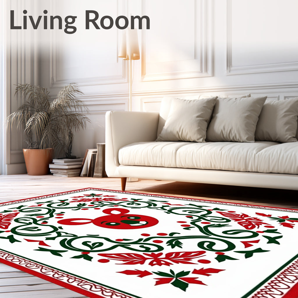Red Koala Festive Floral Border Rug