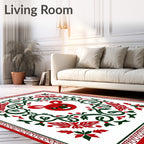 Red Koala Festive Floral Border Rug
