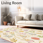 Whimsical Bunny Floral Easter Eggs Rug