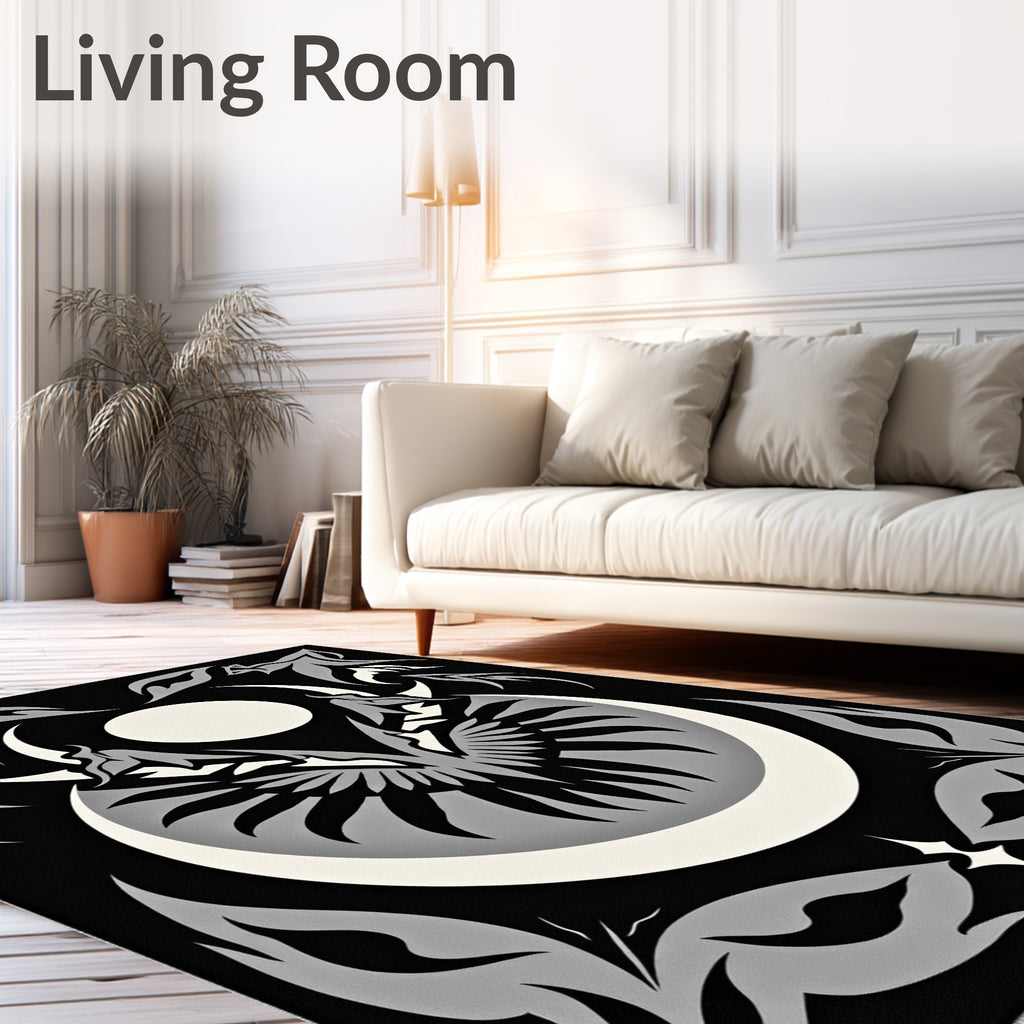 Dark Crescent Moon Wings Sun Rug