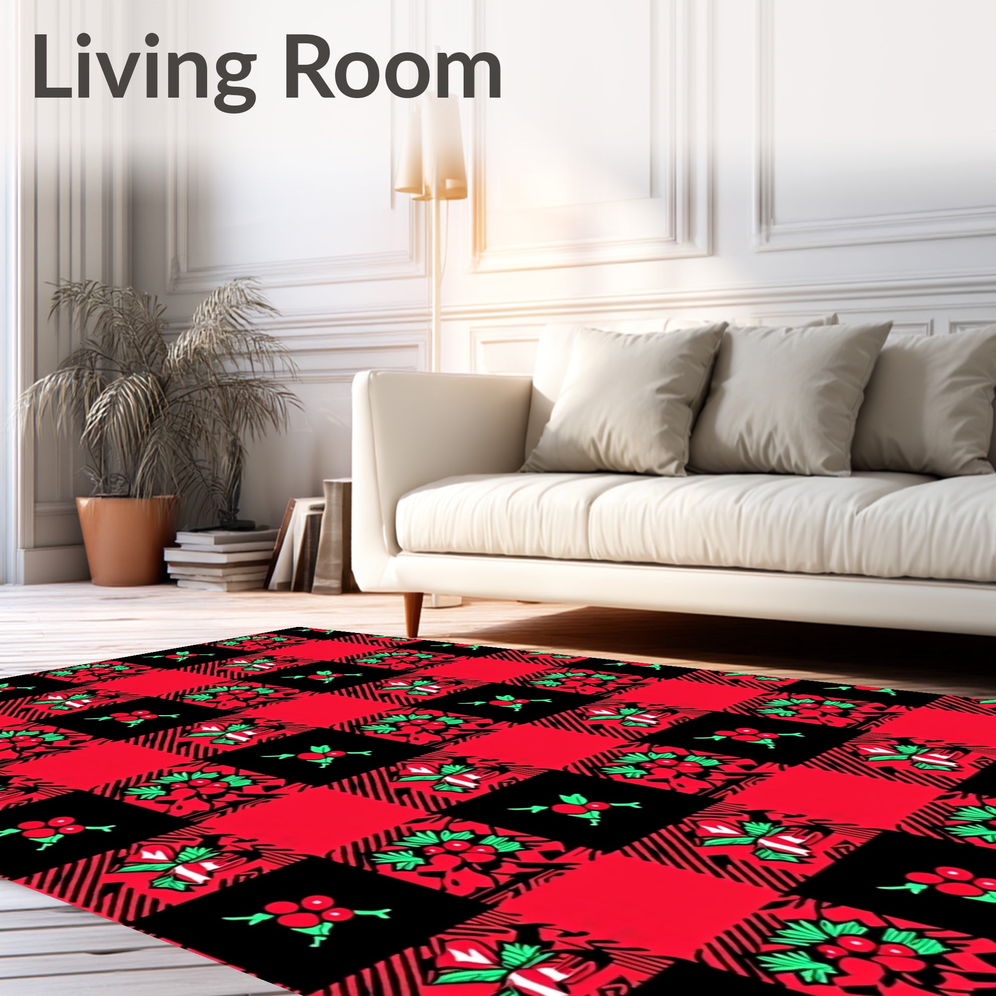 Red Black Buffalo Check Holly Sprigs Rug