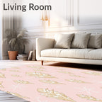 Pale Pink Gold Crystal Snowflakes Rug