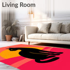 Black Cat Sunset Abstract Landscape Rug