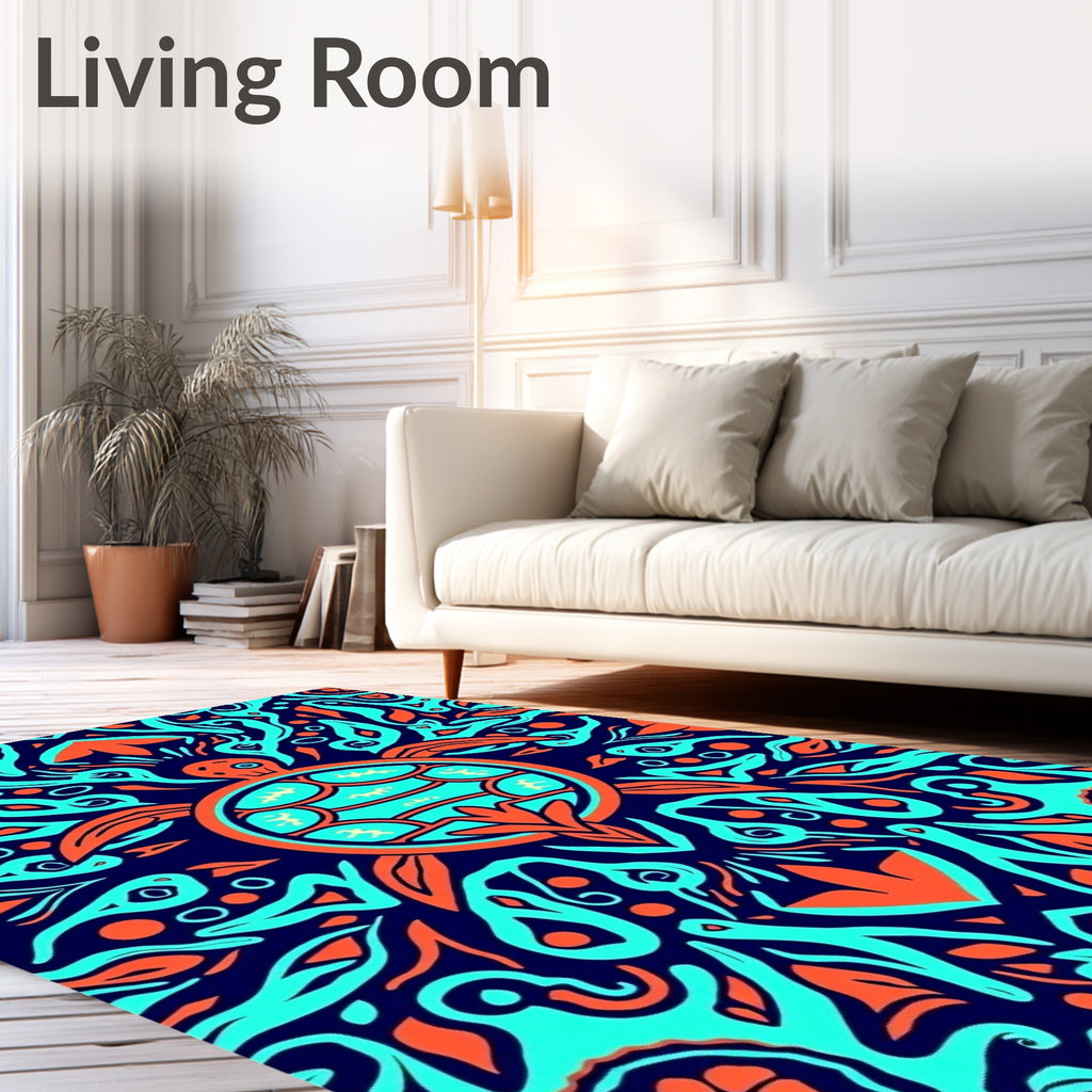Bold Turtle Tribal Mandala Rug