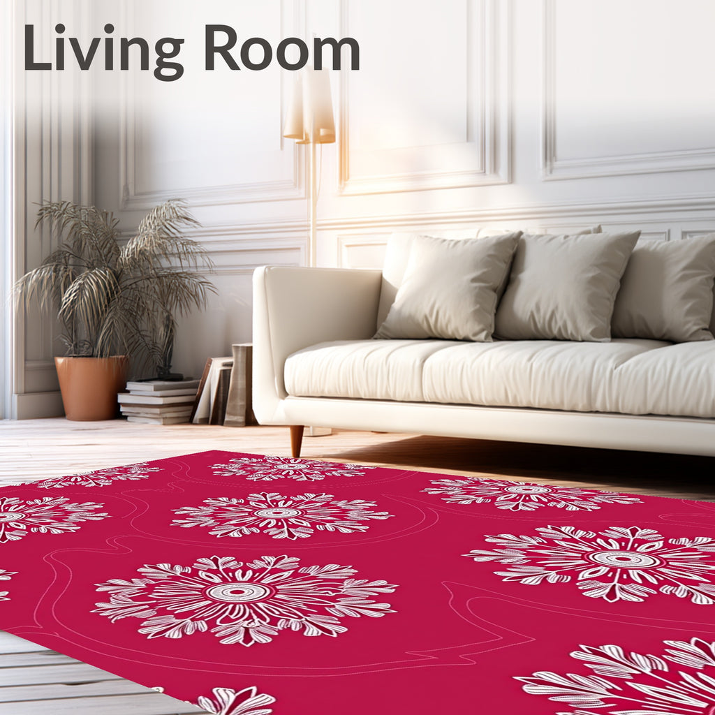 Crimson Snowflake Medallion Repeats Rug