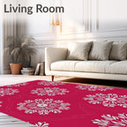 Crimson Snowflake Medallion Repeats Rug