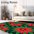 Vibrant Red Poinsettia Garden Rug