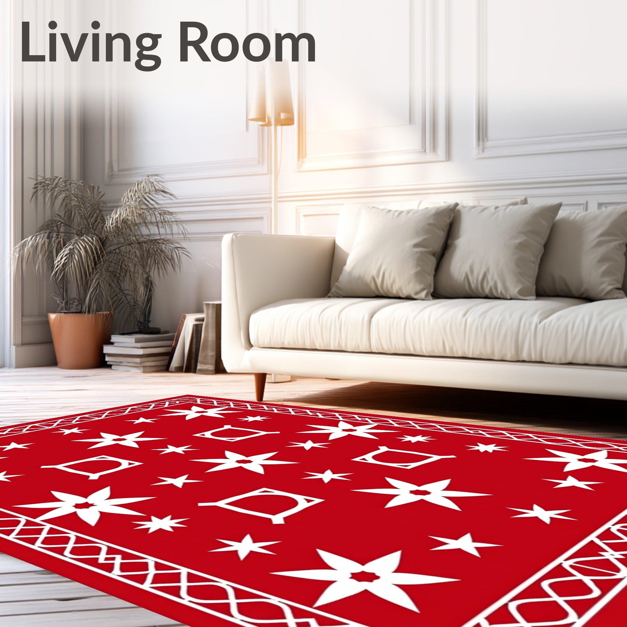 Vibrant Red Starburst Scatter Rug
