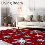 Winter Red Snowflake Cluster Rug