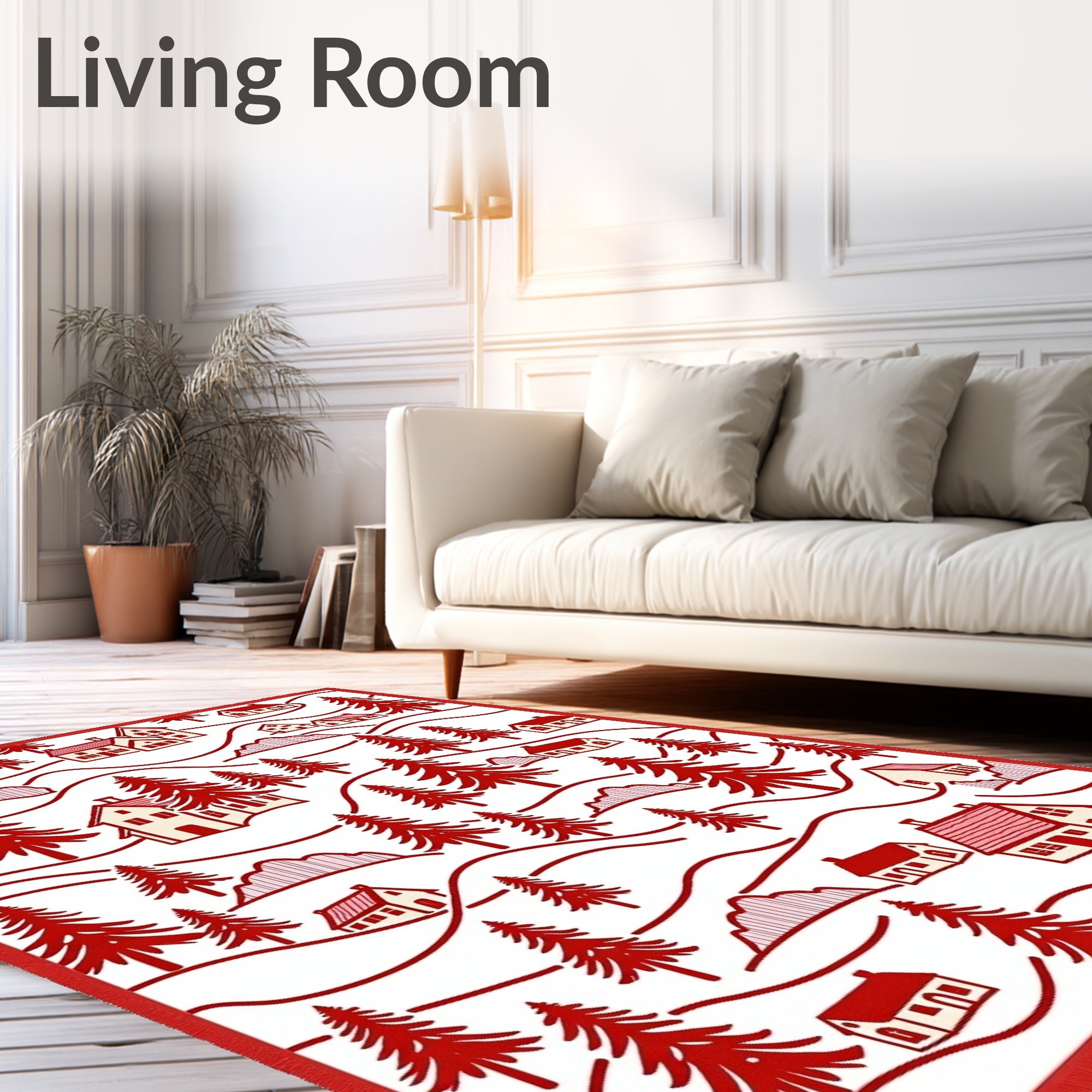 Scenic Red Village Evergreen Hills Rug