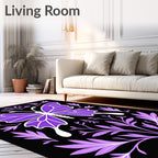 Purple Butterfly Floral Art Rug